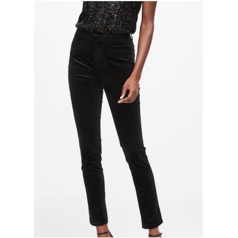 Banana Republic Sloan Velvet Mid-Rise Straight Trouser Ankle Pant Black 6